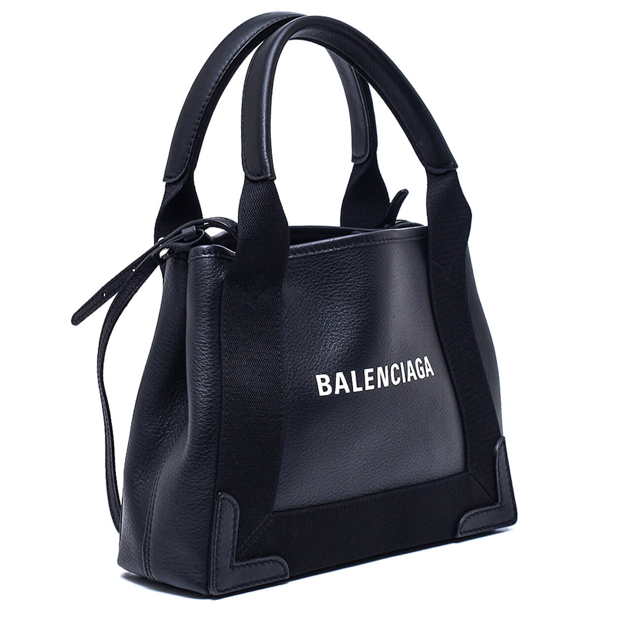 Balenciaga - Black Calfskin Leather Small Cabas Bag with Pouch